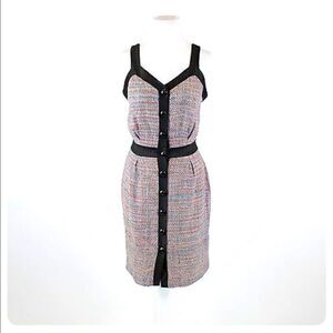 Vintage Lauren Leonard thin strap button down textured dress. Size 6
